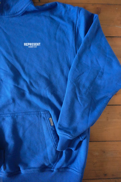 Represent Owners Club Hoodie – Cobalt Blue, Oversized Fit Men’s Large Sweatshirt