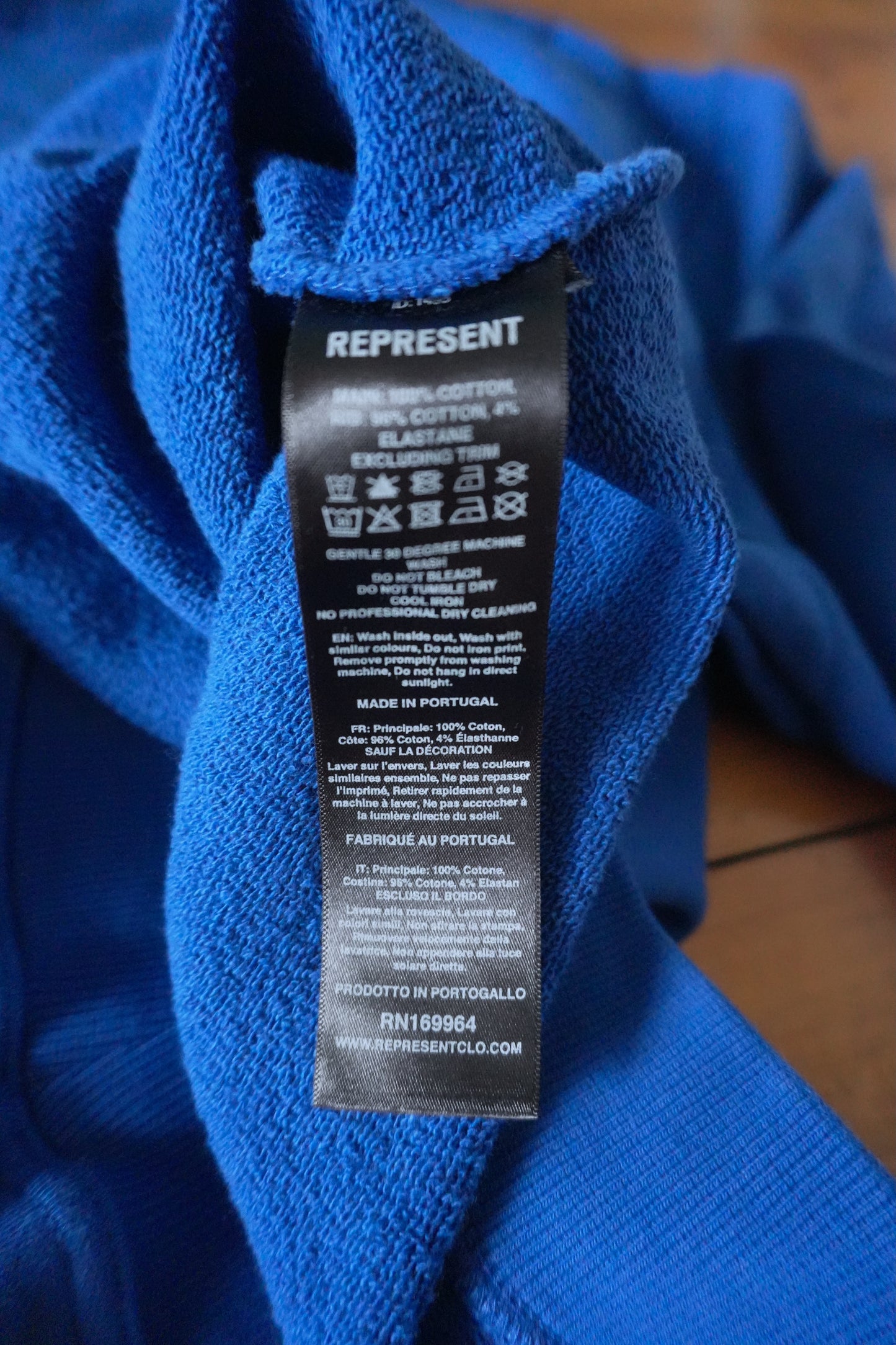 Represent Owners Club Hoodie – Cobalt Blue, Oversized Fit Men’s Large Sweatshirt