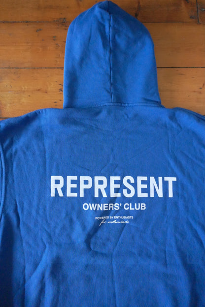 Represent Owners Club Hoodie – Cobalt Blue, Oversized Fit Men’s Large Sweatshirt