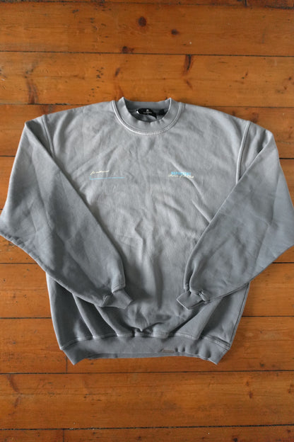 Represent Patron of the Club Sweatshirt – Washed Blue/Grey, Oversized Fit XS