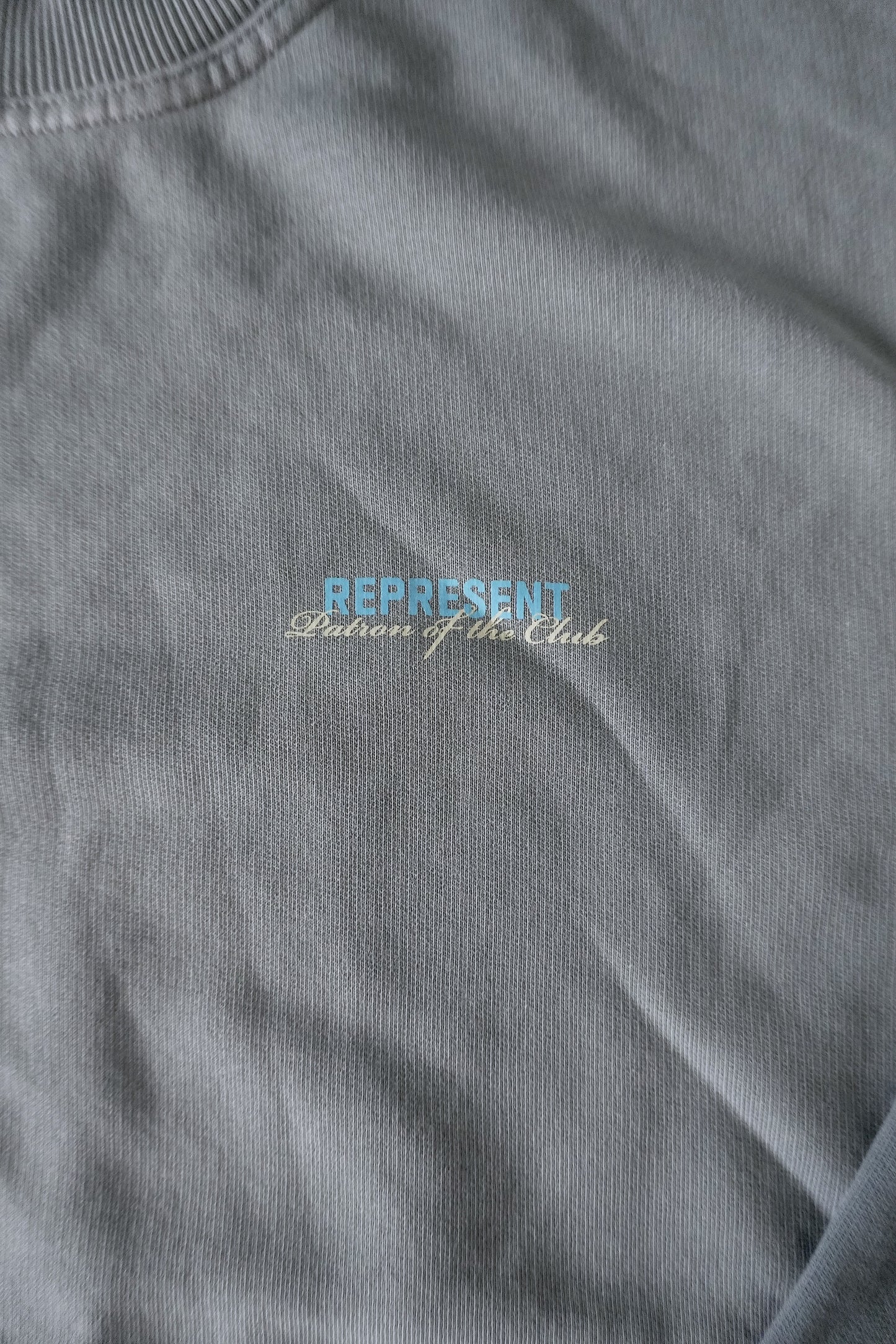 Represent Patron of the Club Sweatshirt – Washed Blue/Grey, Oversized Fit XS