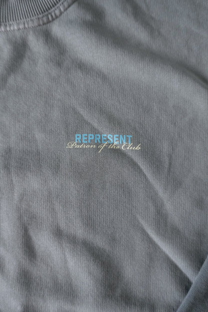 Represent Patron of the Club Sweatshirt – Washed Blue/Grey, Oversized Fit XS