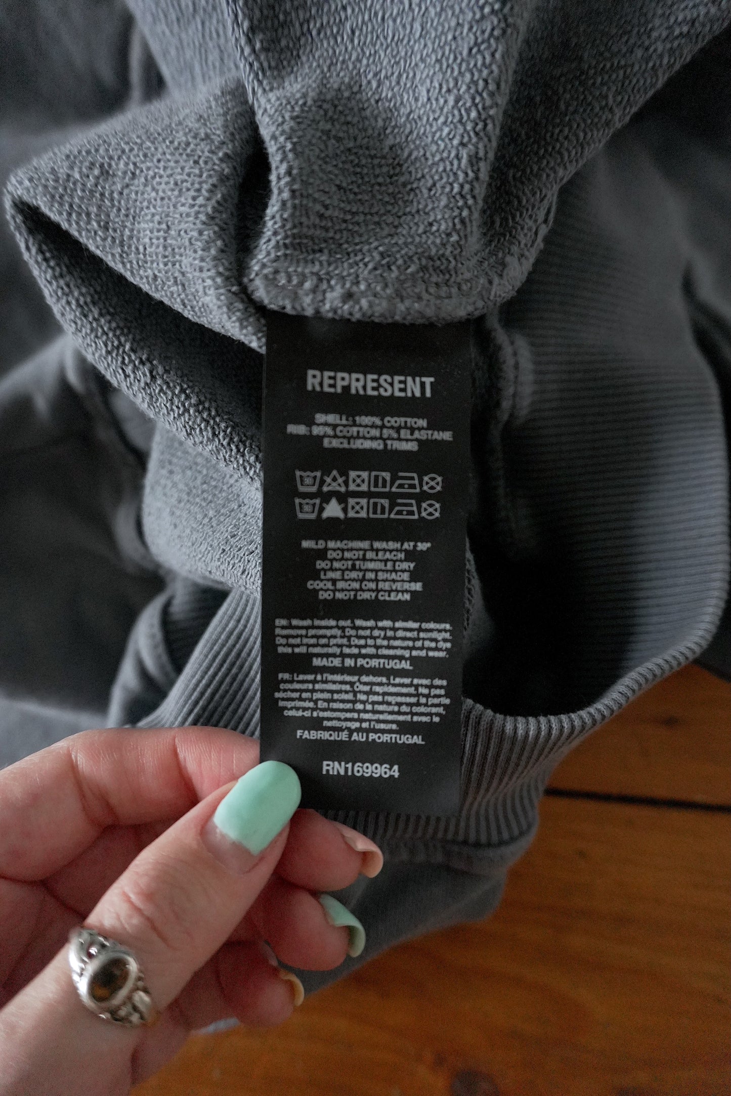 Represent Patron of the Club Sweatshirt – Washed Blue/Grey, Oversized Fit XS