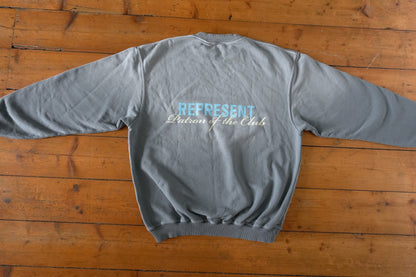 Represent Patron of the Club Sweatshirt – Washed Blue/Grey, Oversized Fit XS