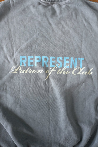 Represent Patron of the Club Sweatshirt – Washed Blue/Grey, Oversized Fit XS