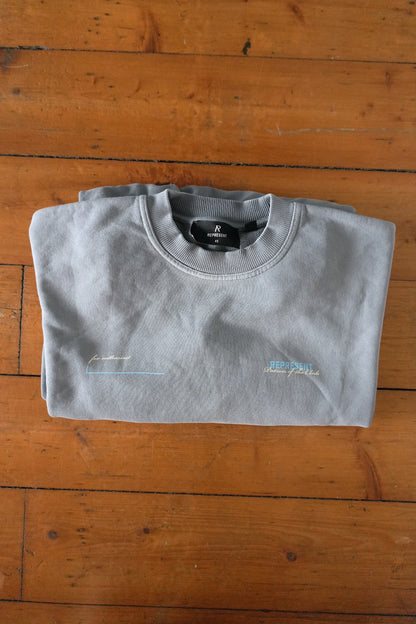 Represent Patron of the Club Sweatshirt – Washed Blue/Grey, Oversized Fit XS