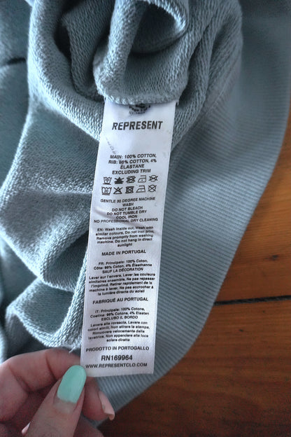 Represent Owners Club Hoodie Powder Blue Oversized Men’s XL Cotton Sweatshirt