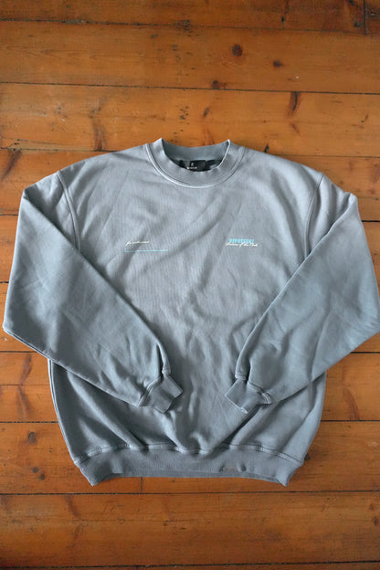 Represent Patron of the Club Sweatshirt – Washed Blue/Grey, Oversized Fit Small