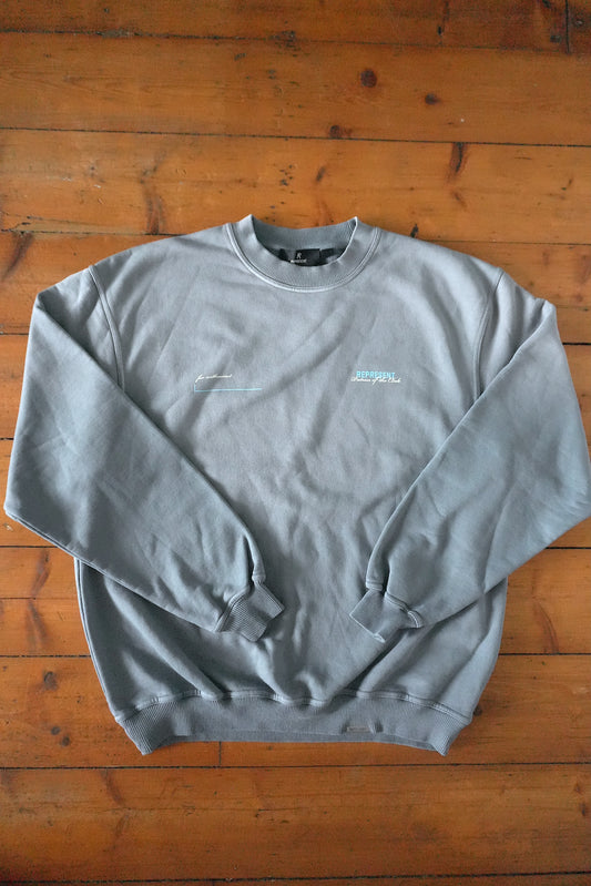 Represent Patron of the Club Sweatshirt – Washed Blue/Grey, Oversized Fit Small