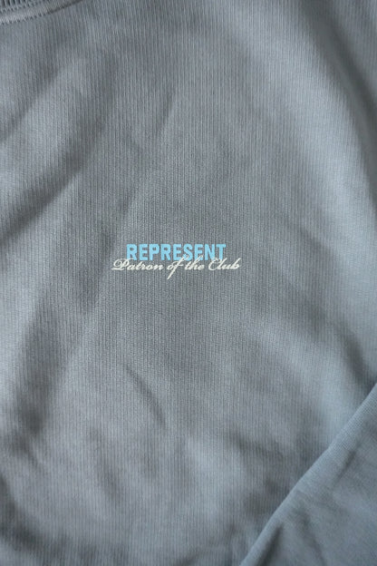 Represent Patron of the Club Sweatshirt – Washed Blue/Grey, Oversized Fit Small