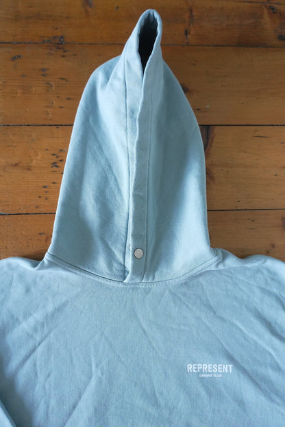 Represent Owners Club Hoodie – Light Blue Powder Blue, Oversized Fit Small