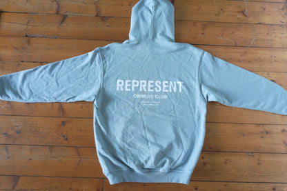 Represent Owners Club Hoodie – Light Blue Powder Blue, Oversized Fit Small