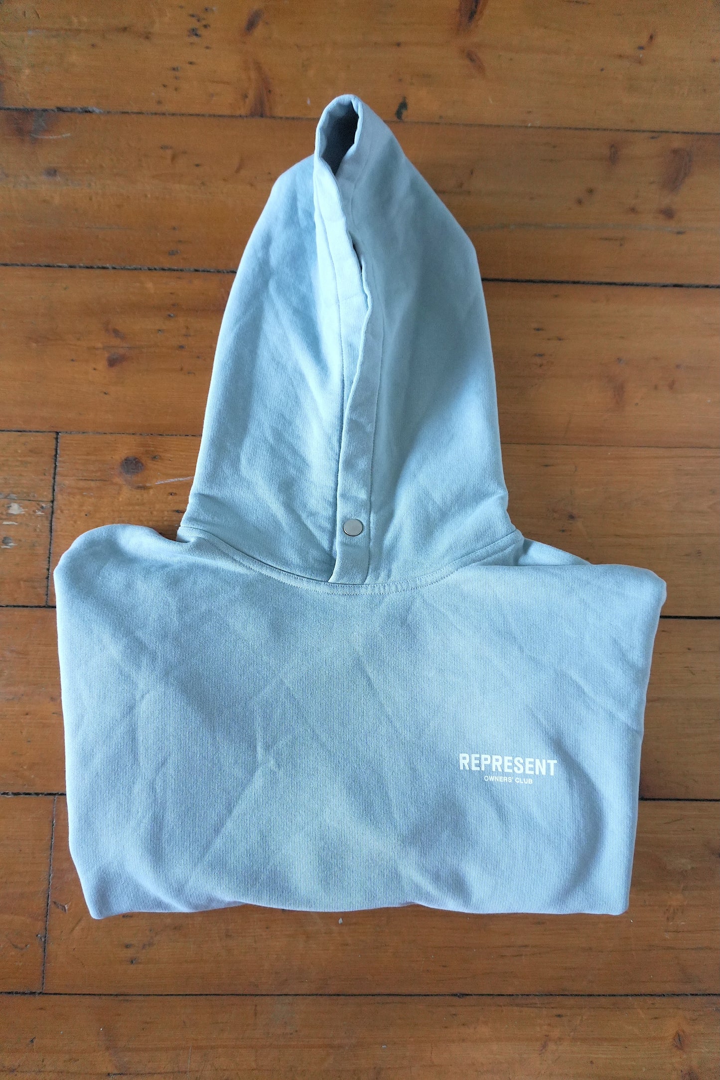 Represent Owners Club Hoodie – Light Blue Powder Blue, Oversized Fit Small