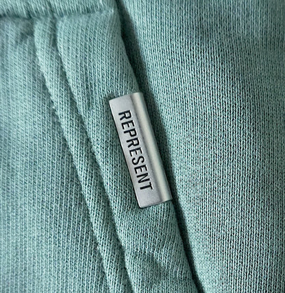Represent REP Applique Hoodie Green Boxy Fit Men’s Large Cotton Sweatshirt