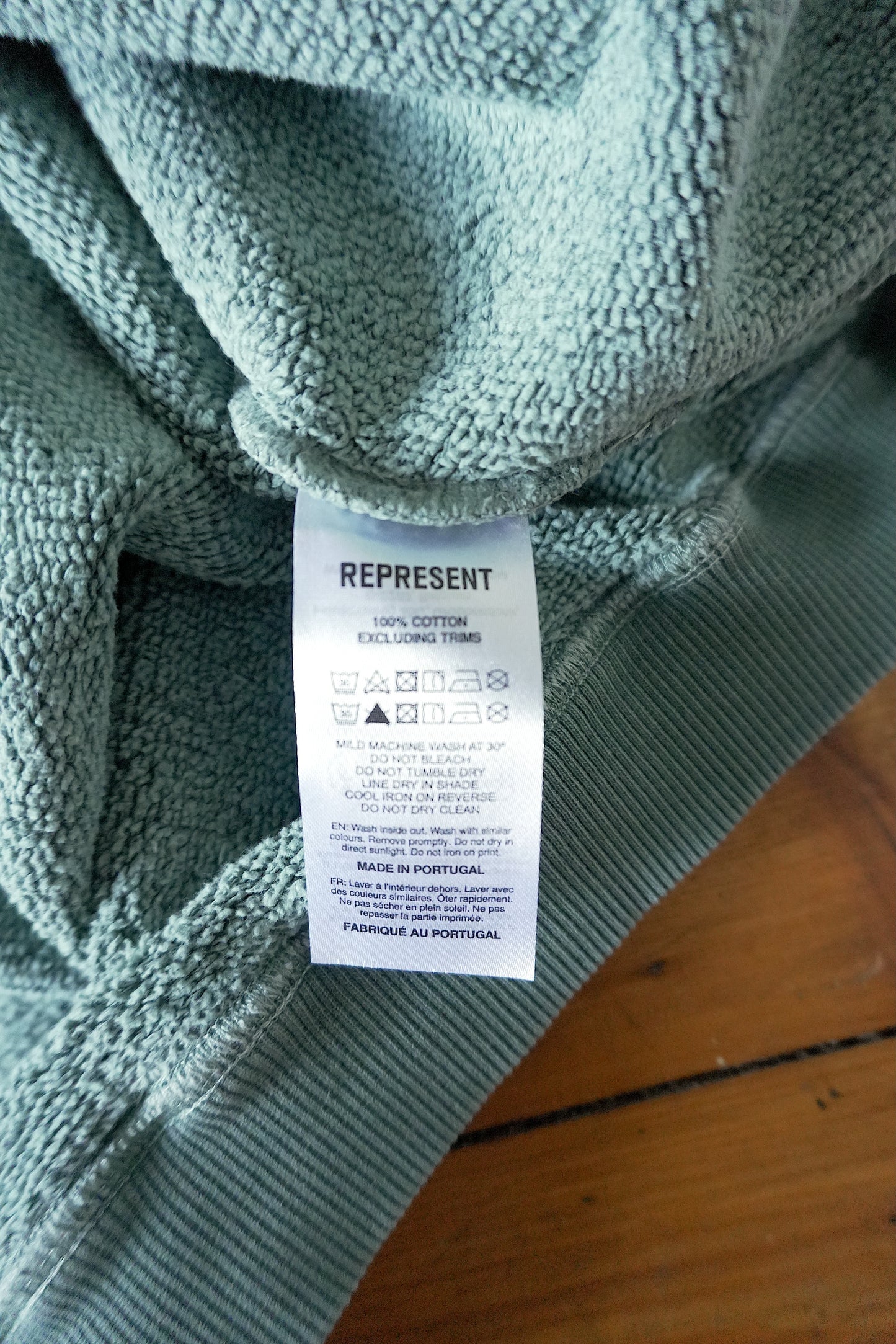 Represent REP Applique Hoodie Green Boxy Fit Men’s Large Cotton Sweatshirt