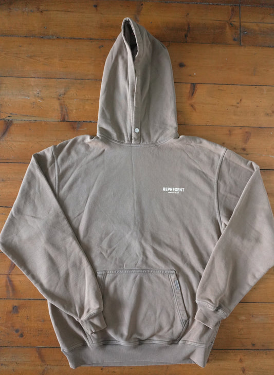 Represent Owners Club Hoodie – Fog Brown, Oversized Fit (Men’s XS) Sweatshirt