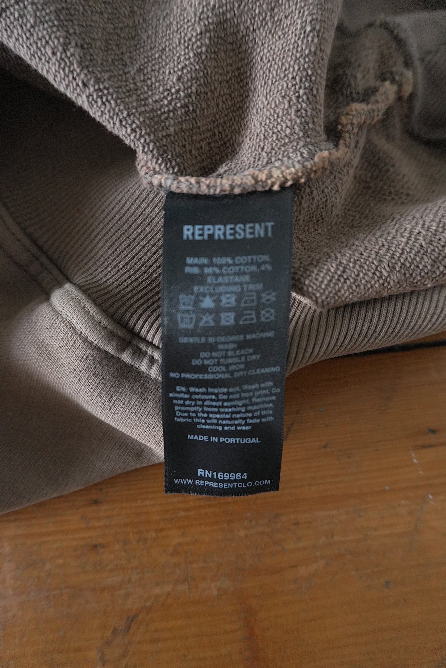 Represent Owners Club Hoodie – Fog Brown, Oversized Fit (Men’s XS) Sweatshirt