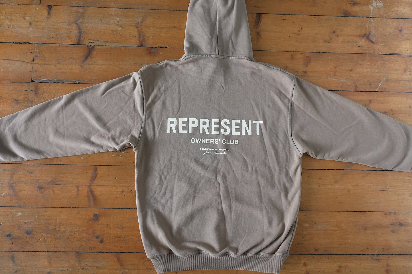 Represent Owners Club Hoodie – Fog Brown, Oversized Fit (Men’s XS) Sweatshirt