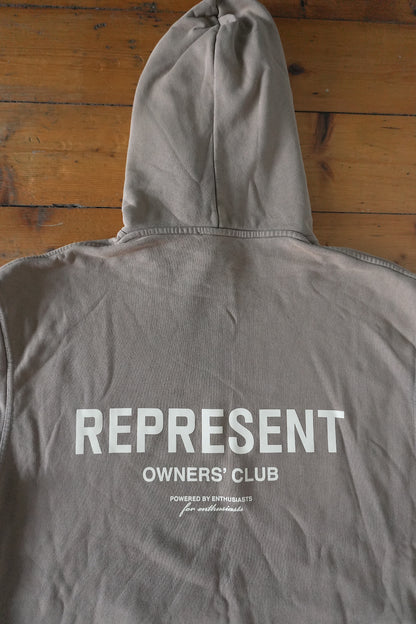 Represent Owners Club Hoodie – Fog Brown, Oversized Fit (Men’s XS) Sweatshirt