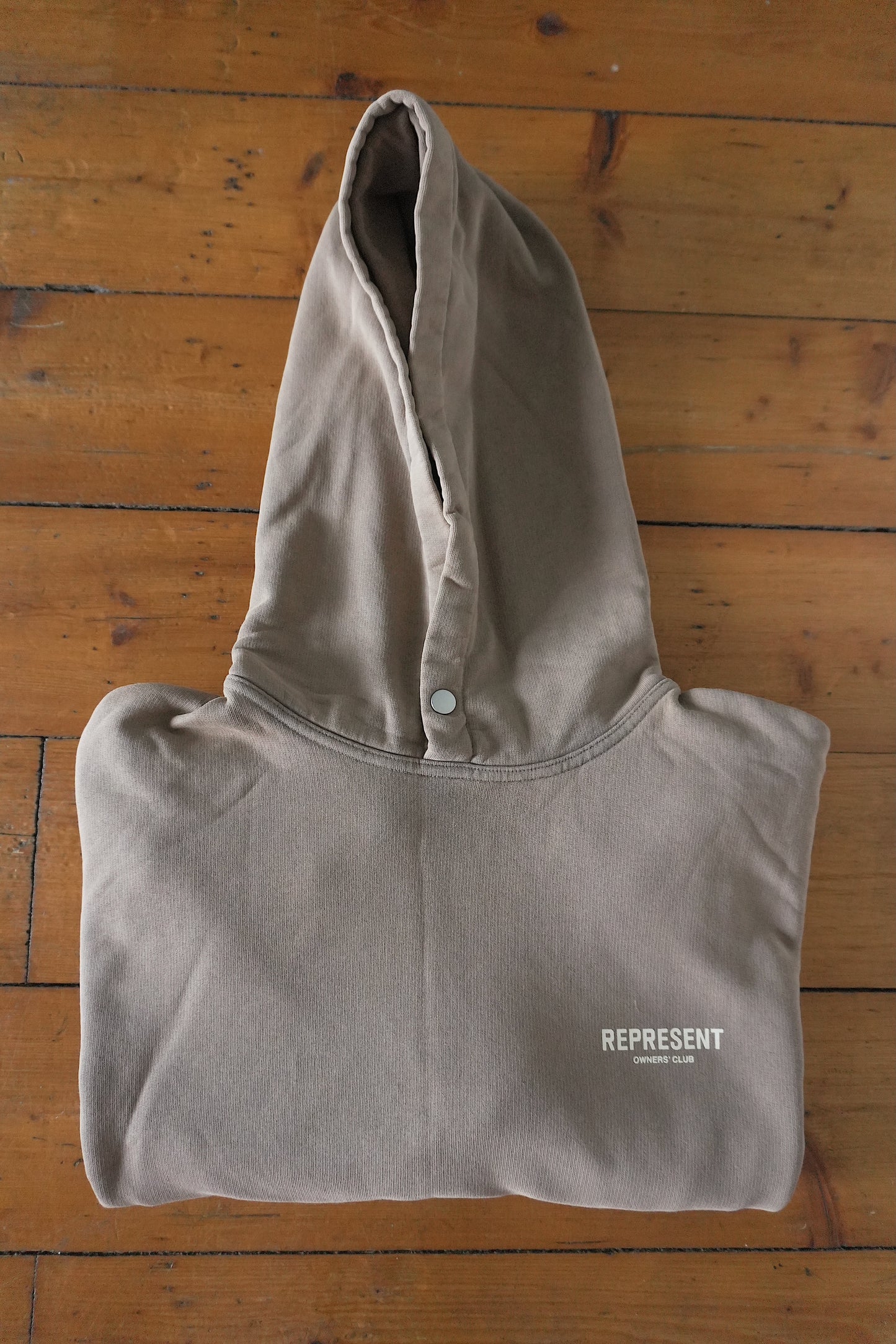 Represent Owners Club Hoodie – Fog Brown, Oversized Fit (Men’s XS) Sweatshirt