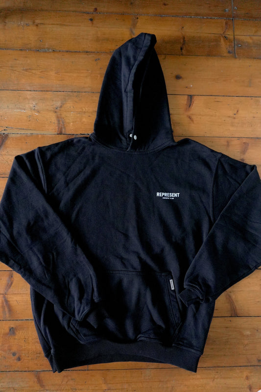 Represent Hoodie Owner's Club Black Oversized Men's Small Hooded Sweatshirt