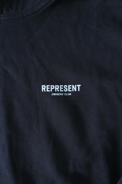 Represent Hoodie Owner's Club Black Oversized Men's Small Hooded Sweatshirt