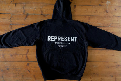 Represent Hoodie Owner's Club Black Oversized Men's Small Hooded Sweatshirt