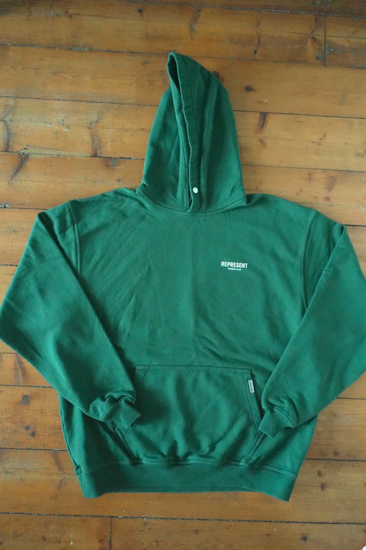 Represent Owners Club Hoodie Green Oversized Men’s Large Cotton Sweatshirt