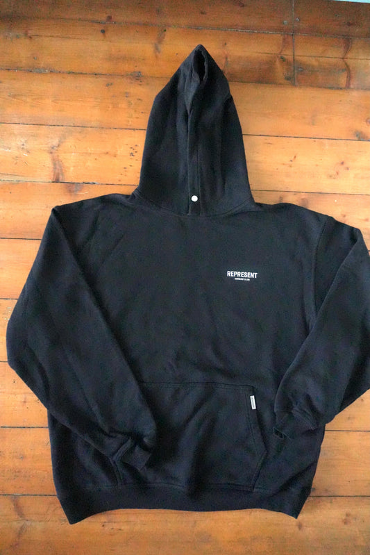 Represent Hoodie Owner's Club Oversized Black Men's Large Hooded Sweatshirt