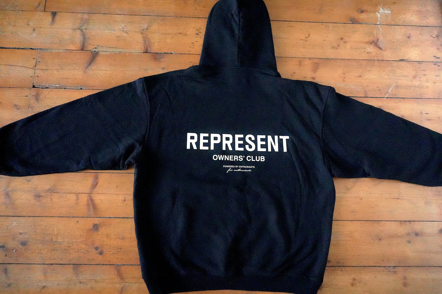 Represent Hoodie Owner's Club Oversized Black Men's Large Hooded Sweatshirt