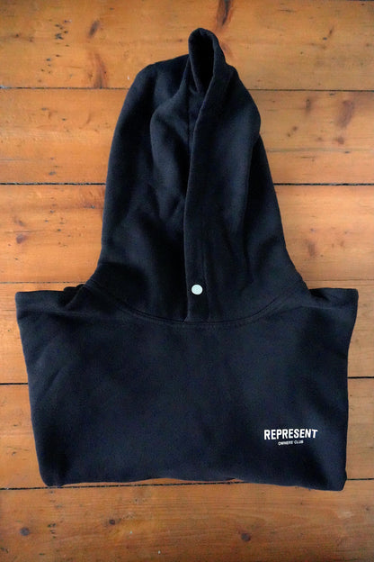 Represent Hoodie Owner's Club Oversized Black Men's Large Hooded Sweatshirt