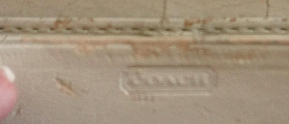 Vintage Coach Zip Around Wallet Cream Beige Monogram Leather Canvas Long Purse