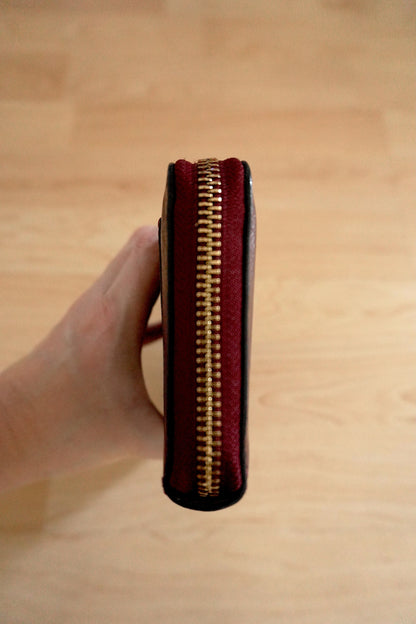 Coach Wallet Burgundy Leather Zip Around Long Purse Gold Hardware Women