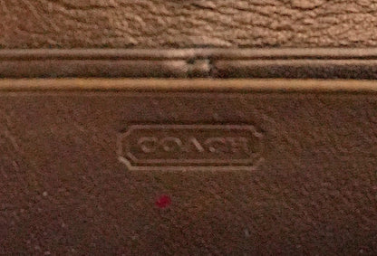 Vintage Coach Zip Around Wallet Brown Leather Monogram Canvas Long Purse Gold