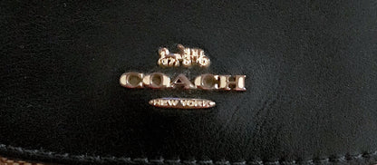 Coach Wallet Black Brown Leather Monogram Flap Small Purse Gold Logo Women's