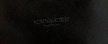 Coach Wallet Black Brown Leather Monogram Flap Small Purse Gold Logo Women's