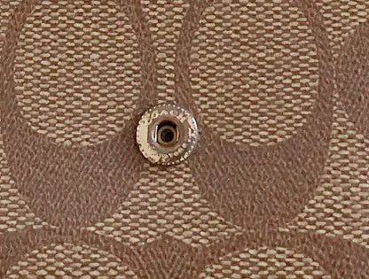 Coach Wallet Black Brown Leather Monogram Flap Small Purse Gold Logo Women's