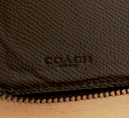 Coach Purse Black Leather Small Zip Around Wallet Gold Logo Zip Women's