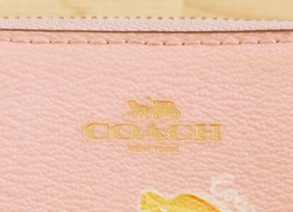 Coach Coin Purse Vintage Pink Leather Banana Print Small Gold Zip Women's