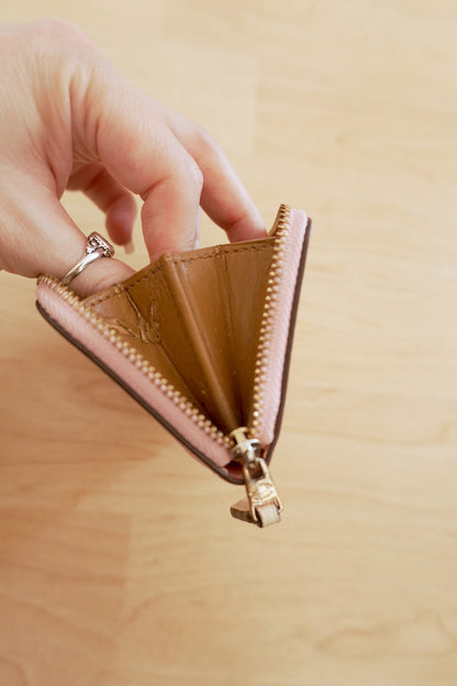 Coach Coin Purse Vintage Pink Leather Banana Print Small Gold Zip Women's