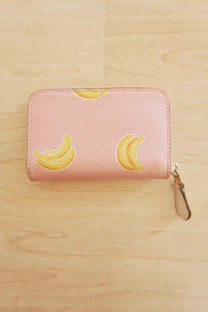 Coach Coin Purse Vintage Pink Leather Banana Print Small Gold Zip Women's