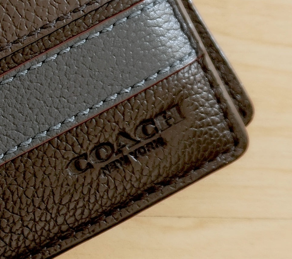 Coach Wallet Black Blue Leather Bifold Men's Square Wallet