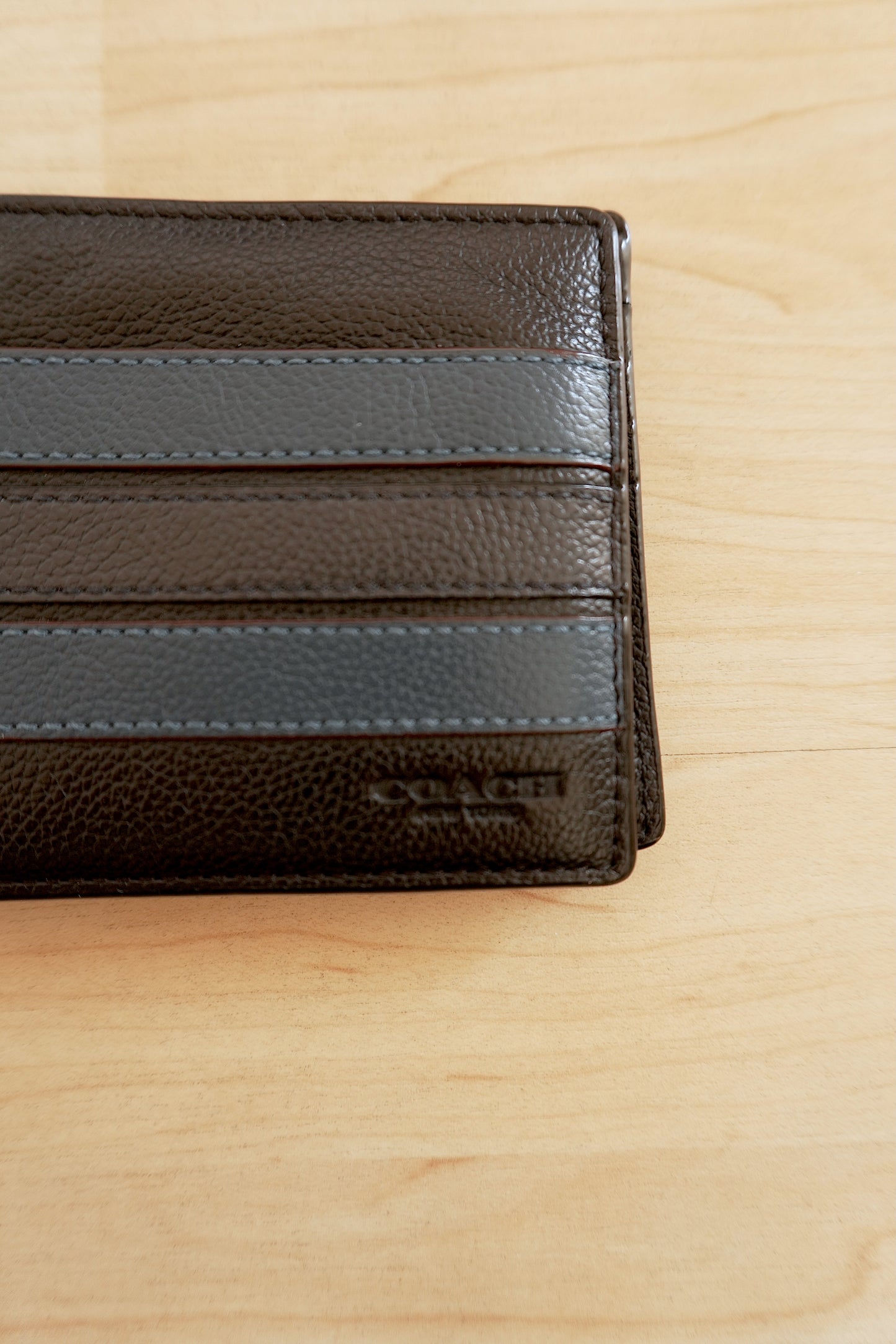 Coach Wallet Black Blue Leather Bifold Men's Square Wallet