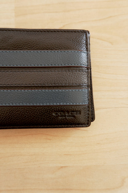 Coach Wallet Black Blue Leather Bifold Men's Square Wallet