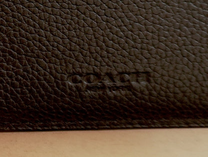 Coach Wallet Black Blue Leather Bifold Men's Square Wallet