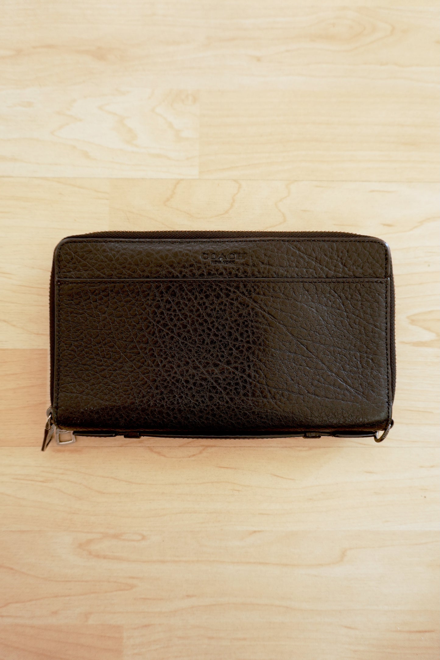 Coach Black Leather Travel Organiser Double Zip Wallet Card Holder Case 18 Slots