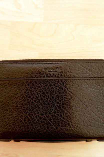 Coach Black Leather Travel Organiser Double Zip Wallet Card Holder Case 18 Slots