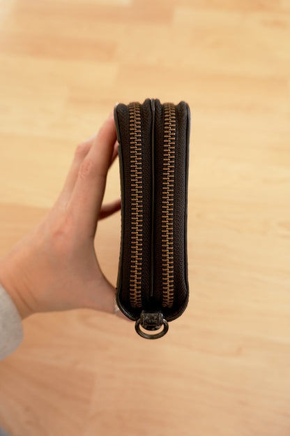 Coach Black Leather Travel Organiser Double Zip Wallet Card Holder Case 18 Slots