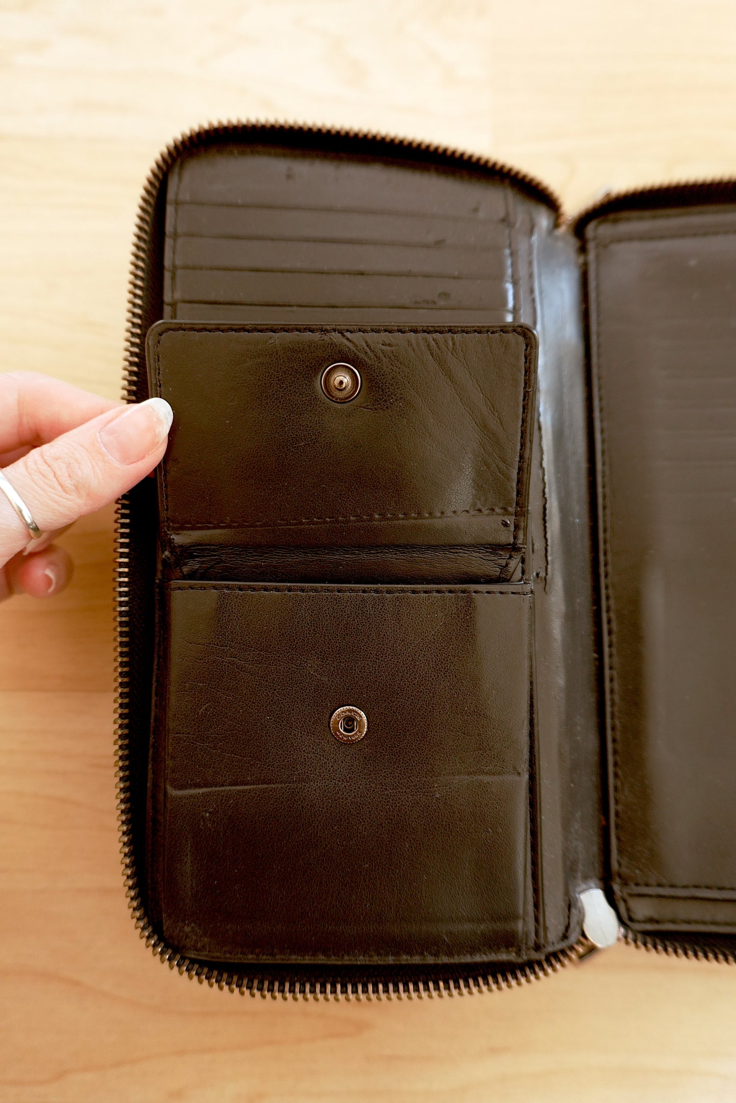 Coach Black Leather Travel Organiser Double Zip Wallet Card Holder Case 18 Slots