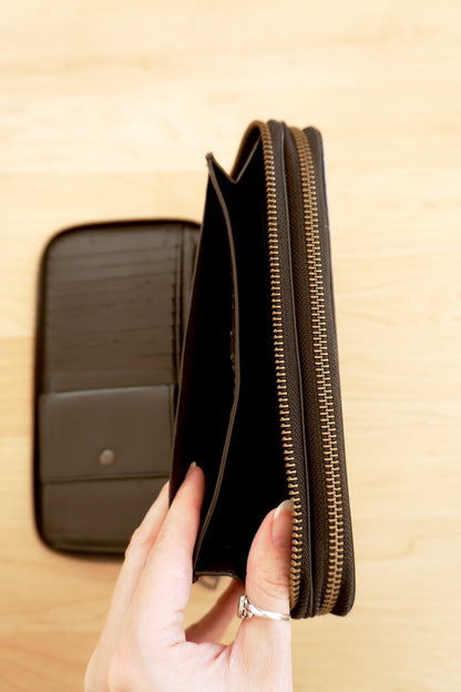 Coach Black Leather Travel Organiser Double Zip Wallet Card Holder Case 18 Slots